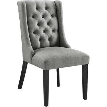 Baronet Light Gray Button Tufted Fabric Dining Chair