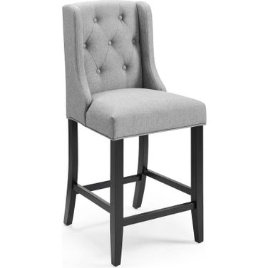 Baronet Light Gray Tufted Button Upholstered Fabric Counter Stool