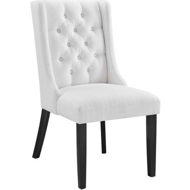 Baronet White Button Tufted Fabric Dining Chair