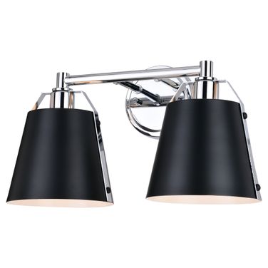 Barrington 16 Inch 2 Light Vanity In Matte Black and Chrome