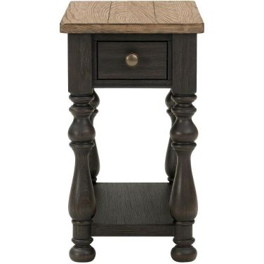 Barrington Two Tone Chairside Table In Antique Oak and Antique Black