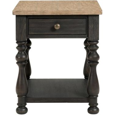 Barrington Two Tone Side Table In Antique Oak and Antique Black