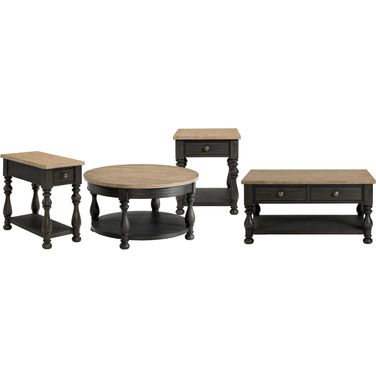 Barrington Two Tone Antique Oak And Matte Black Rectangle Cocktail Table