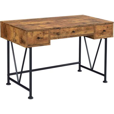 Analiese 3-drawer Writing Desk Antique Nutmeg and Black