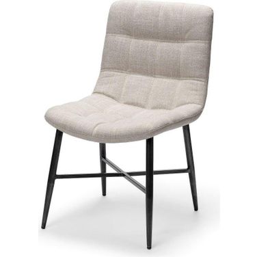Barrow I Beige Fabric Wrap Black Metal Frame Dining Chair