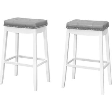 Barstool Set Of 2 In Grey Leather Look I 1262