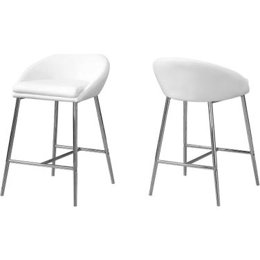 Barstool Set Of 2 White Chrome Base Counter Height