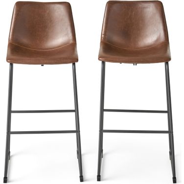 Barstool with Faux Leather Upholstery and Foot Rail In Vintage Brown