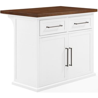 Bartlett Wood Top Kitchen Island In Walnut and White