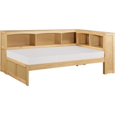 Bartly Twin Bookcase Corner Bed In Natural