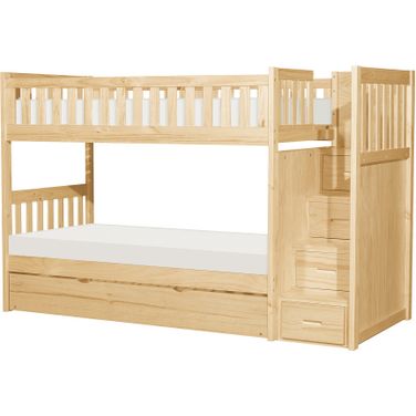 Bartly Twin/Twin Step Bunk Bed with Twin Trundle In Natural