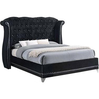 Barzini Eastern King Tufted Upholstered Bed Black