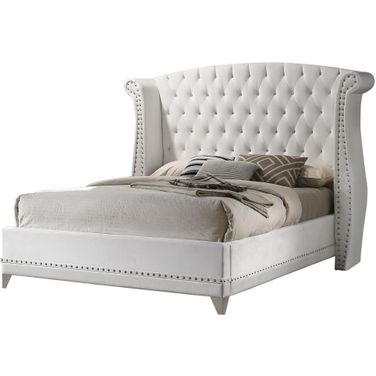 Barzini Eastern King Wingback Tufted Bed White