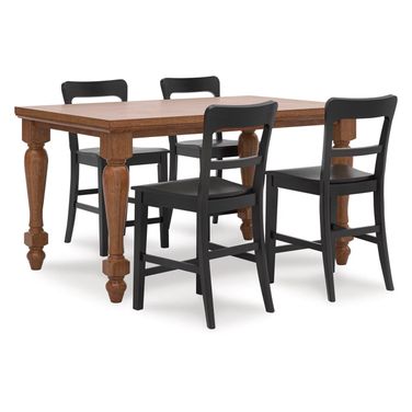 Basinger 5 Piece Counter Height Dining Room Set In Brown and Black