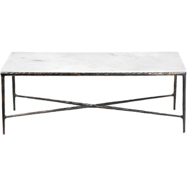 Bask Solid Hand-Made Aluminum/Marble Coffee Table In White and Bronze