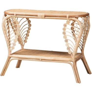 Bastet Rattan 2 Tier Console Table In Natural Brown
