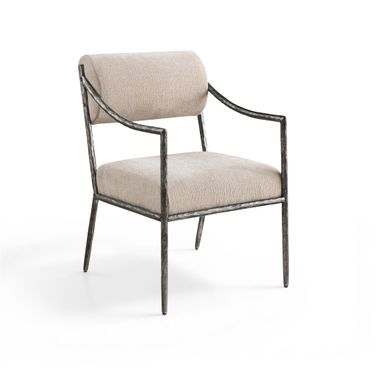 Bastille Chenille Fabric Upholstered Dining Arm Chair Set of 2 In Beige