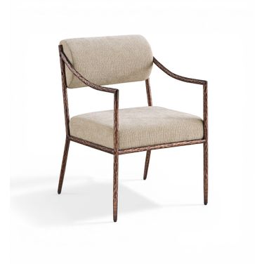 Bastille Chenille Fabric Upholstered Dining Arm Chair Set of 2 In Beige