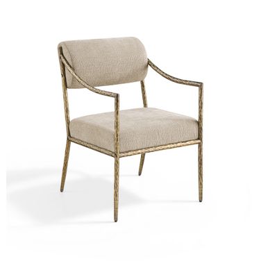 Bastille Chenille Fabric Upholstered Dining Arm Chair Set of 2 In Beige