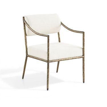 Bastille Chenille Fabric Upholstered Dining Arm Chair Set of 2 In Cream
