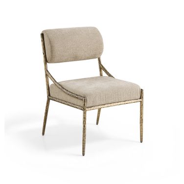 Bastille Chenille Fabric Upholstered Dining Side Chair Set of 2 In Beige