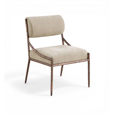 Bastille Chenille Fabric Upholstered Dining Side Chair Set of 2 In Beige