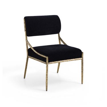 Bastille Chenille Fabric Upholstered Dining Side Chair Set of 2 In Black