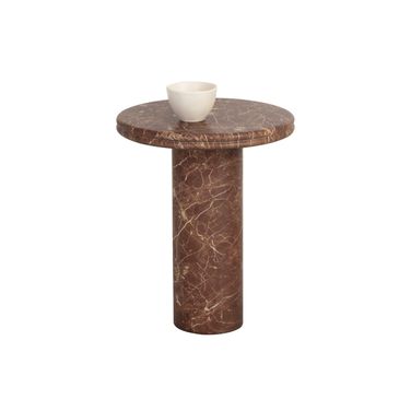 Bastion Marble Look End Table In Mocha