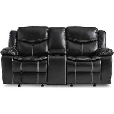 Bastrop Black Double Glider Reclining Console Loveseat