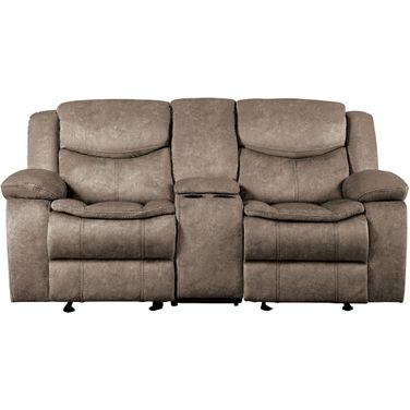 Bastrop Double Glider Reclining Loveseat with Center Console In Brown