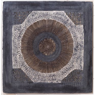 Batik Square Framed Wall Art in Indigo Paper