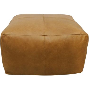 Batton Leather Pouf In Caramel
