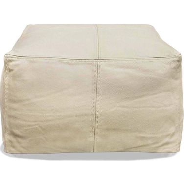 Lash Java Leather Pouf In Ivory