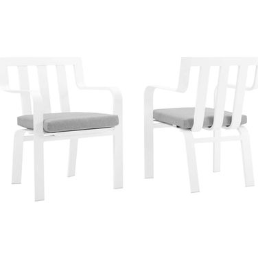Baxley White and Gray Outdoor Patio Aluminum Arm Chair Set of 2