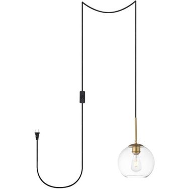 Baxter 1 Light Brass Plug-In Pendant With Clear Glass LDPG2206BR