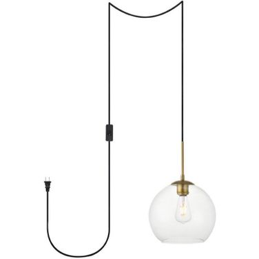 Baxter 1 Light Brass Plug-In Pendant With Clear Glass LDPG2212BR