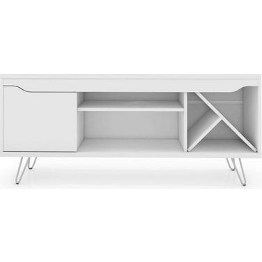 Baxter Mid-Century - Modern 53.54 Inch TV Stand With Wine Rack In White