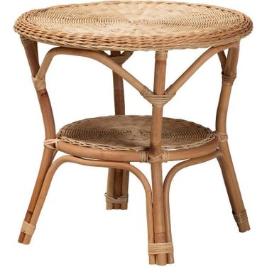 Baxton Studio Abbey Modern Bohemian Natural Brown Antique Rattan Coffee Table