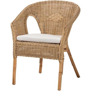 Baxton Studio Abbey Modern Bohemian Natural Brown Antique Rattan Dining Chair