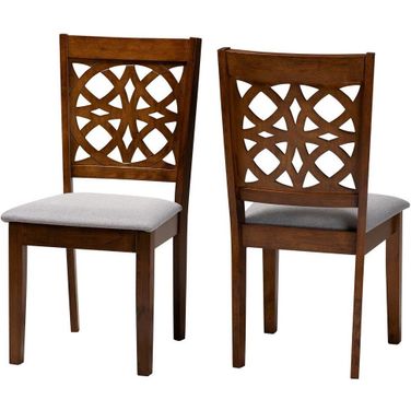 Baxton Studio Abigail Modern Grey Fabric and Walnut Brown Finished Wood 2 Piece Dining Chair Set