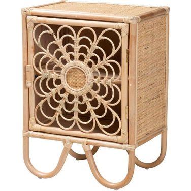 Baxton Studio Acelin Modern Bohemian Natural Brown Rattan Nightstand