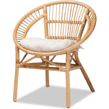 Baxton Studio Adrina Modern Bohemian Natural Brown Rattan Dining Chair