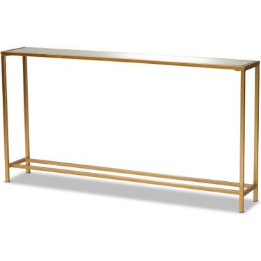 Baxton Studio Alessa Modern And Contemporary Glam Gold Finished Metal And Mirrored Glass Console Table