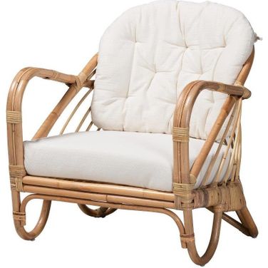 Baxton Studio Aliane Modern Bohemian Natural Brown Antique Rattan Arm Chair