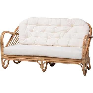 Baxton Studio Aliane Modern Bohemian Natural Brown Antique Rattan Loveseat