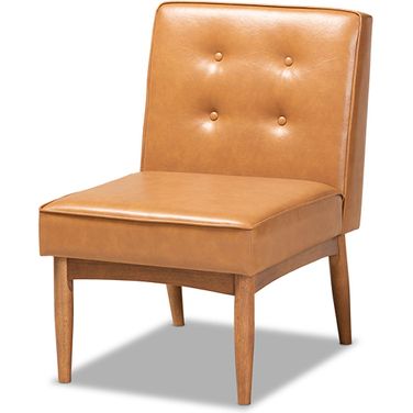 Baxton Studio Arvid Mid-Century Modern Tan Faux Leather Upholstered and Walnut Brown Finished Wood Dining Chair