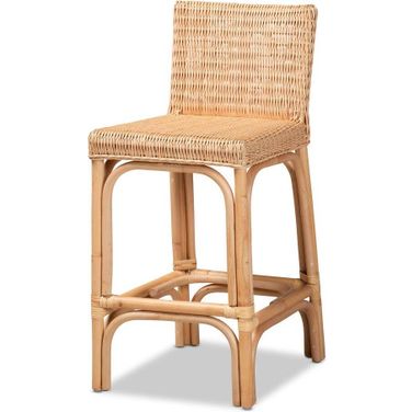 Baxton Studio Athena Modern And Contemporary Natural Finished Rattan Counter Stool