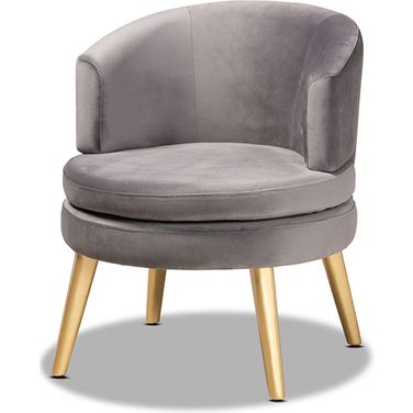 Baxton Studio Baptiste Glam and Luxe Grey Velvet Fabric Upholstered and Gold Finished Wood Accent Chair