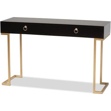 Baxton Studio Beagan Modern And Contemporary Black Finished Wood And Gold Metal 2-Drawer Console Table