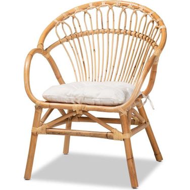 Baxton Studio Benicia Modern Bohemian Natural Brown Rattan Dining Chair